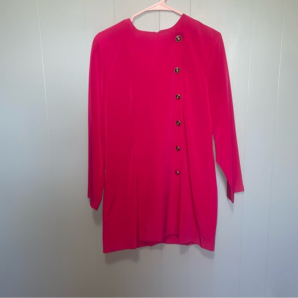 Vintage Petite Focus Long Sleeve Dress Dark Fuchsia Medium